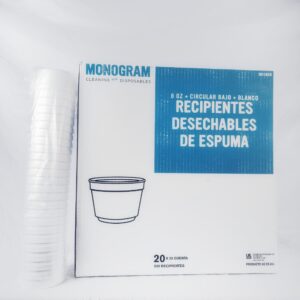 Monogram Cup Foam 8 oz Squat White (case)